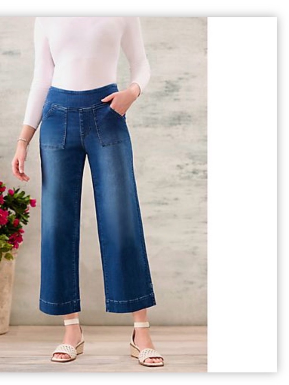 Belle by Kim Gravel Tall Triple Luxe Denim Wide Leg Cropped Jeans